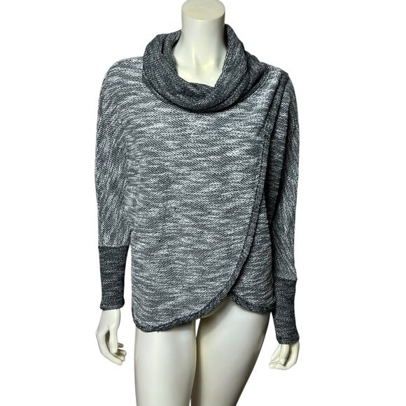 Calvin Klein Performance Marled Cowl Neck Sweater | Asymmetrical Overlap Front - Picture 2 of 8